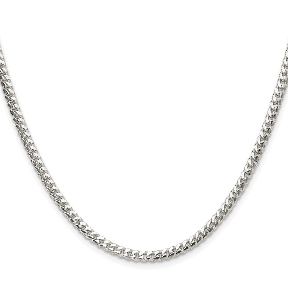 Sterling Silver Rhodium-plated Polished 3.4mm Domed Curb ChainQDB100R