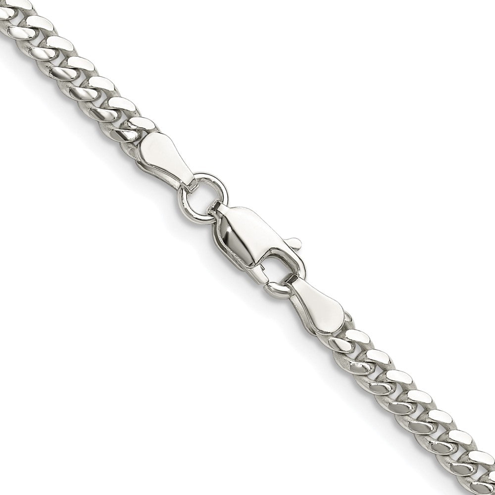 Sterling Silver Rhodium-plated Polished 3.4mm Domed Curb ChainQDB100R