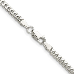 Sterling Silver Rhodium-plated Polished 3.4mm Domed Curb ChainQDB100R