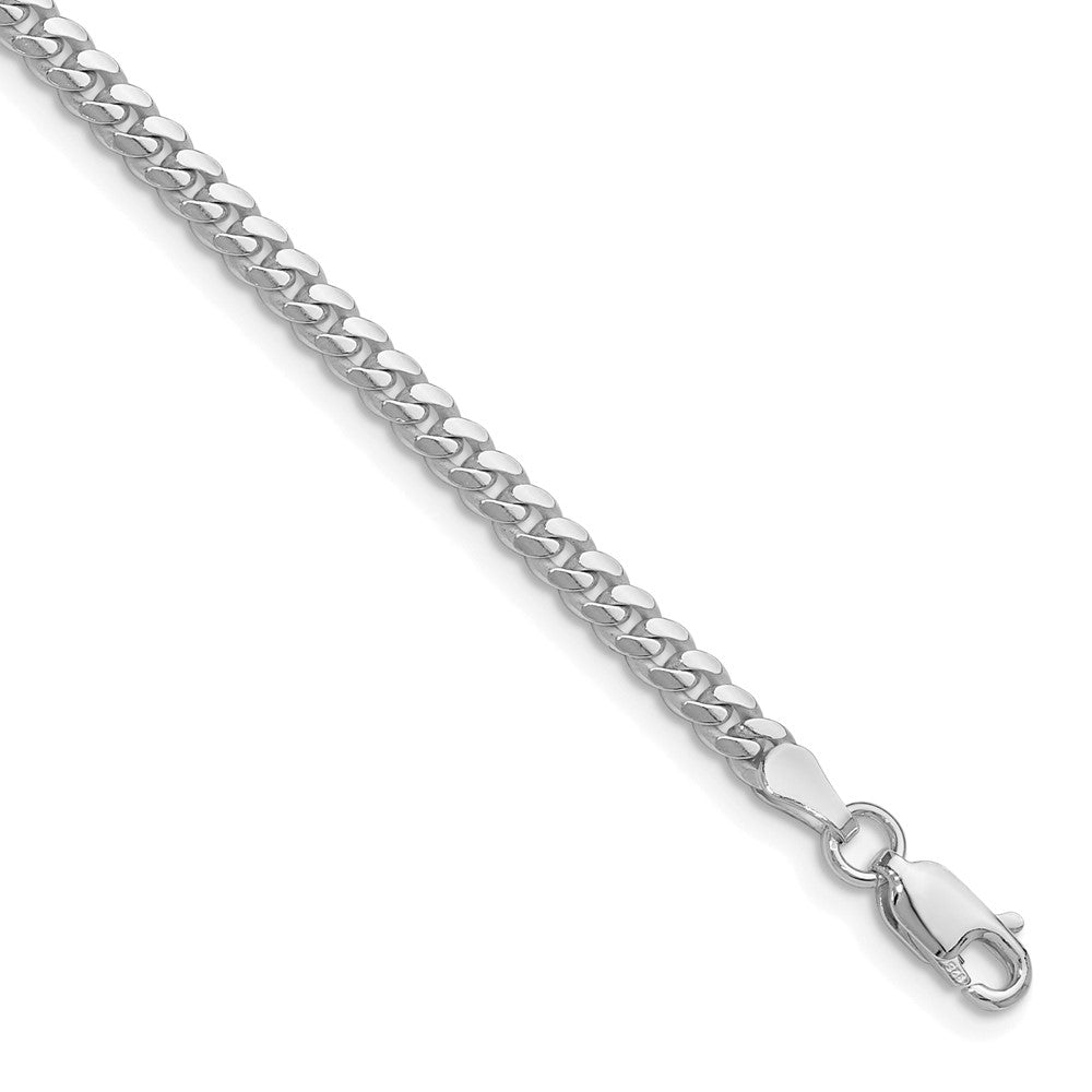 Sterling Silver Rhodium-plated Polished 3.4mm Domed Curb ChainQDB100R