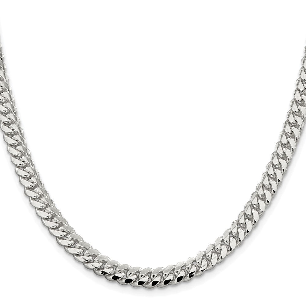 Sterling Silver Rhodium-plated 6.4mm Polished Domed Curb ChainQDB180R