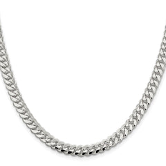 Sterling Silver Rhodium-plated 6.4mm Polished Domed Curb ChainQDB180R