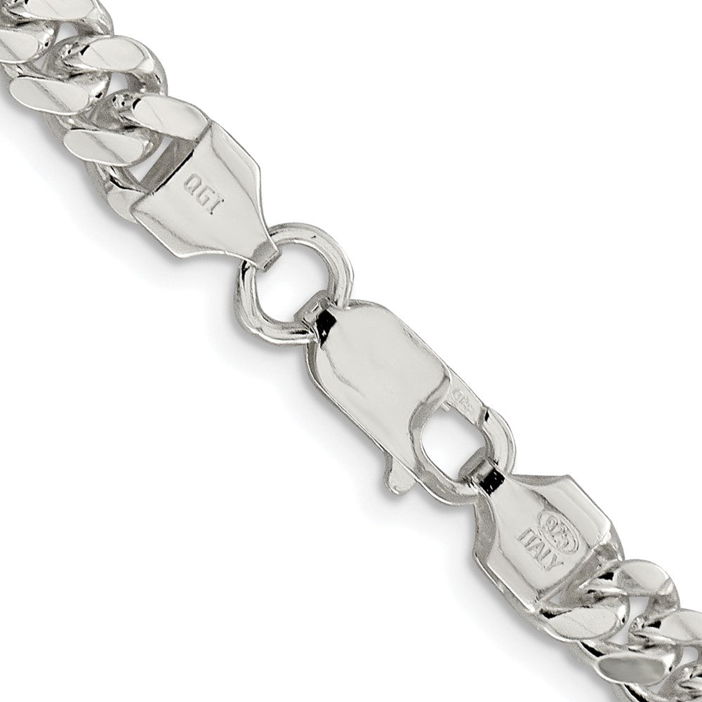 Sterling Silver Rhodium-plated 6.4mm Polished Domed Curb ChainQDB180R