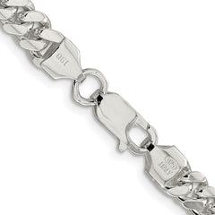 Sterling Silver Rhodium-plated 6.4mm Polished Domed Curb ChainQDB180R