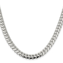 Sterling Silver Rhodium-plated 7.0mm Polished Domed Curb ChainQDB200R