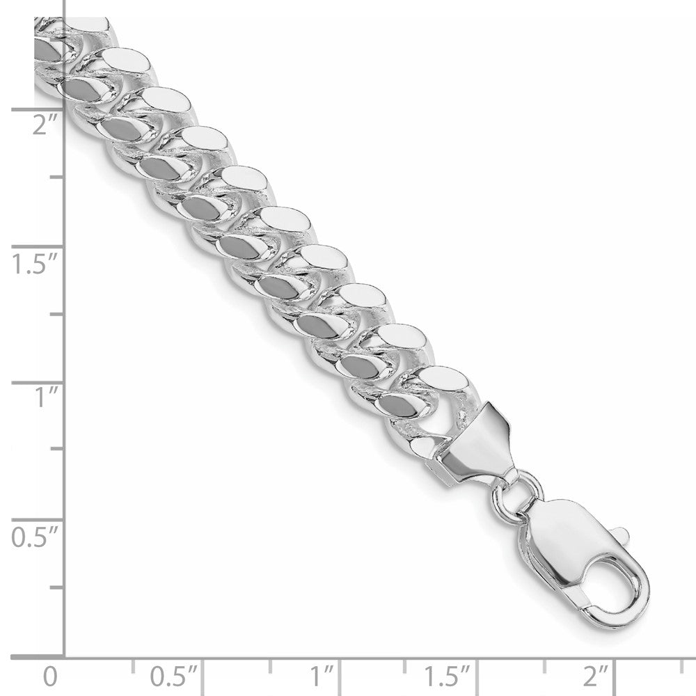 Sterling Silver Rhodium-plated 9mm Polished Domed Curb Chain QDB250R-8