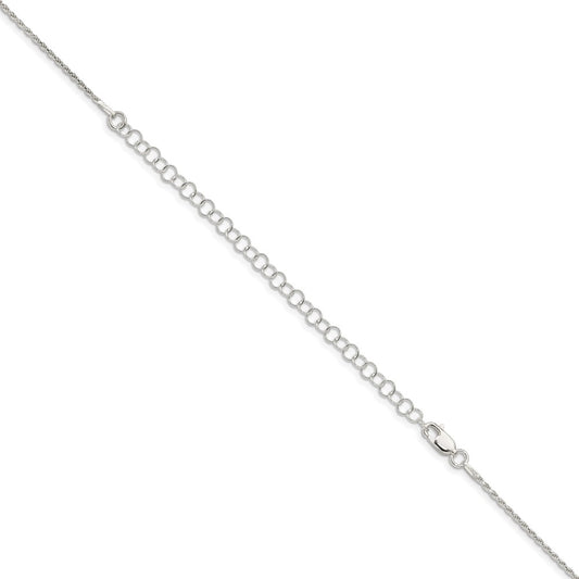 Sterling Silver 1.5mm Diamond-cut Rope Chain w/4in ext.QDC020