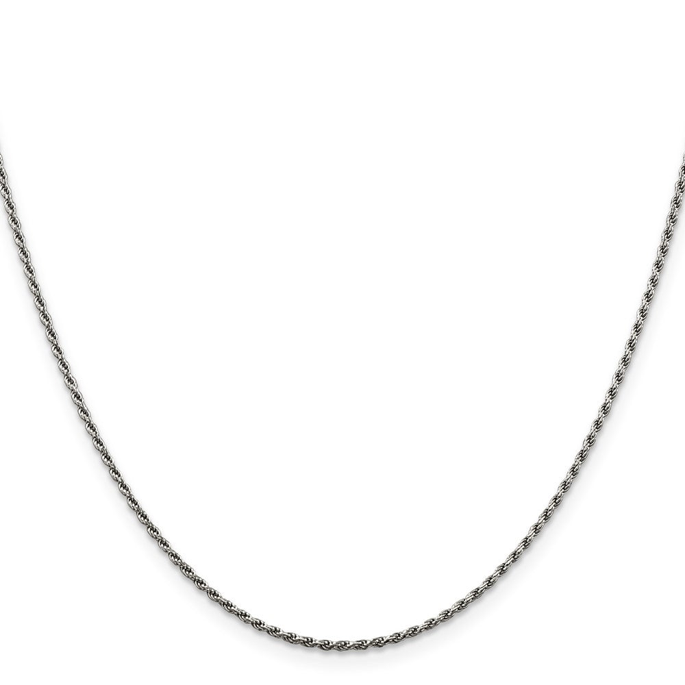 Sterling Silver Rhodium-plated 1.5mm Diamond-cut Rope ChainQDC020R
