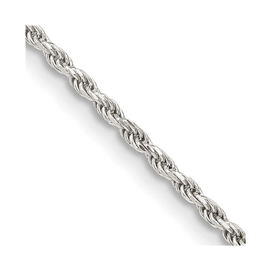 Sterling Silver 1.7mm Diamond-cut Rope Chain w/2in ext.QDC025