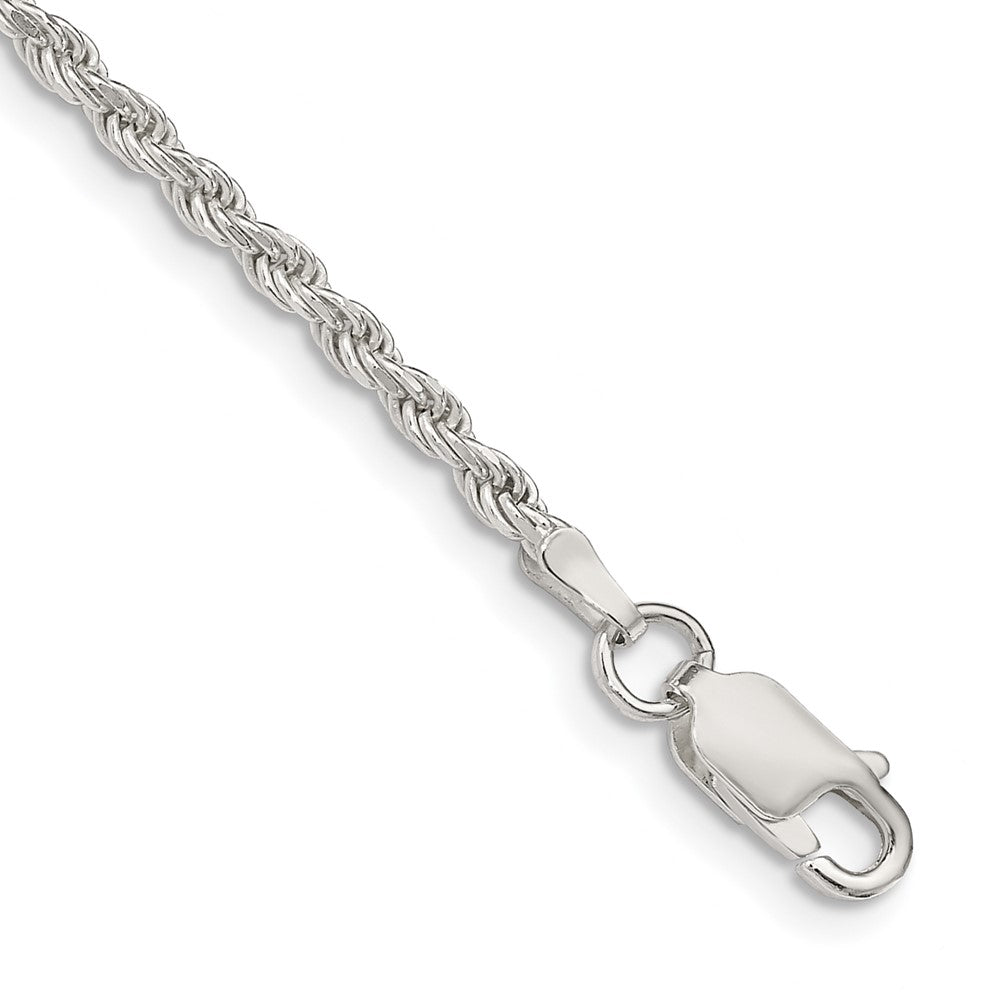 Sterling Silver 2.25mm Diamond-cut Rope Chain Anklet QDC050-8
