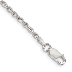 Sterling Silver 2.25mm Diamond-cut Rope Chain Anklet QDC050-8