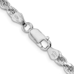 Sterling Silver Rhodium-plated 4.25mm Diamond-cut Rope ChainQDC090R