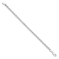 Sterling Silver Rhodium-plated 4.25mm Diamond-cut Rope Chain QDC090R-8