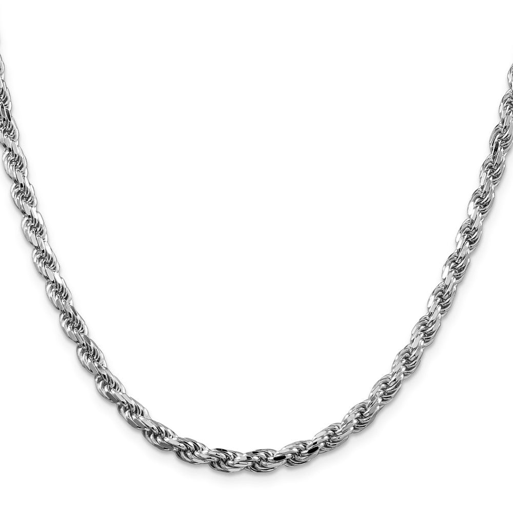 Sterling Silver Rhodium-plated 4.6mm Diamond-cut Rope ChainQDC100R
