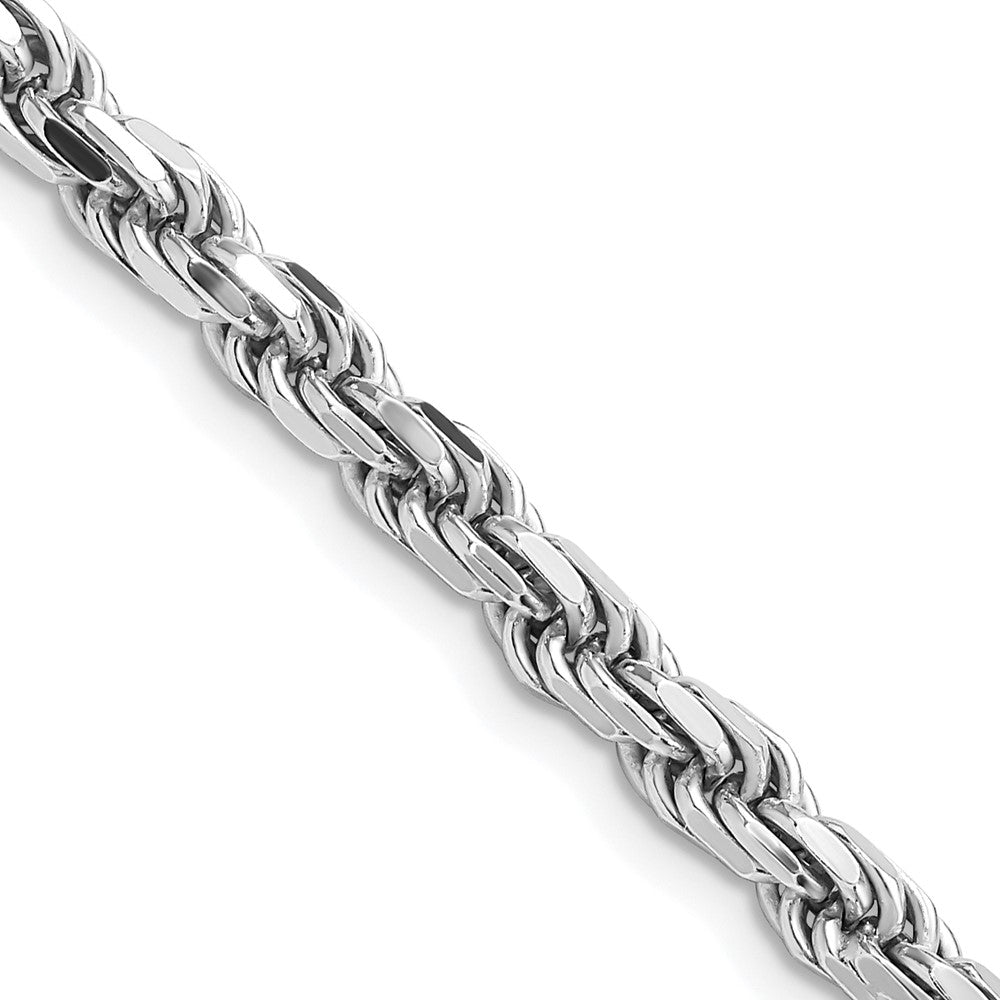 Sterling Silver Rhodium-plated 4.6mm Diamond-cut Rope ChainQDC100R