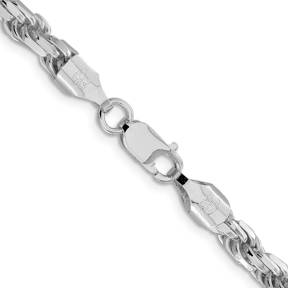 Sterling Silver Rhodium-plated 5.75mm Diamond-cut Rope ChainQDC120R