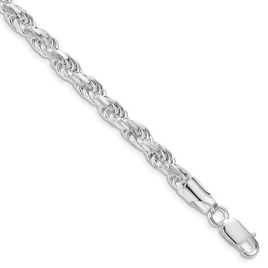 Sterling Silver Rhodium-plated 5.75mm Diamond-cut Rope Chain QDC120R-8