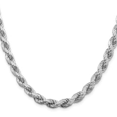 Sterling Silver Rhodium-plated 6.5mm Diamond-cut Rope ChainQDC140R