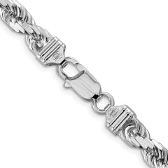 Sterling Silver Rhodium-plated 6.5mm Diamond-cut Rope ChainQDC140R