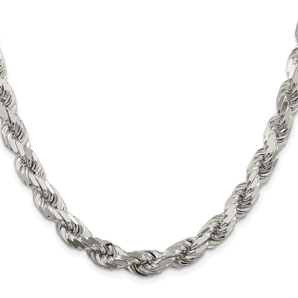 Sterling Silver Rhodium-plated 7.8mm Diamond-cut Rope ChainQDC170R