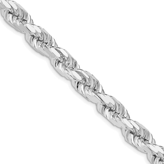 Sterling Silver Rhodium-plated 7.8mm Diamond-cut Rope ChainQDC170R