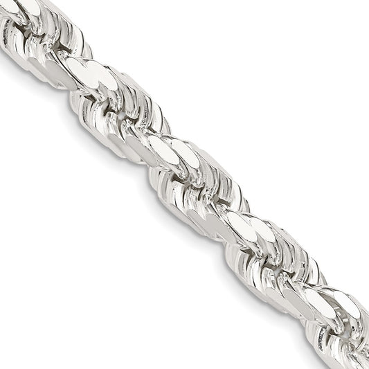 Sterling Silver 7.8mm Diamond-cut Rope ChainQDC170