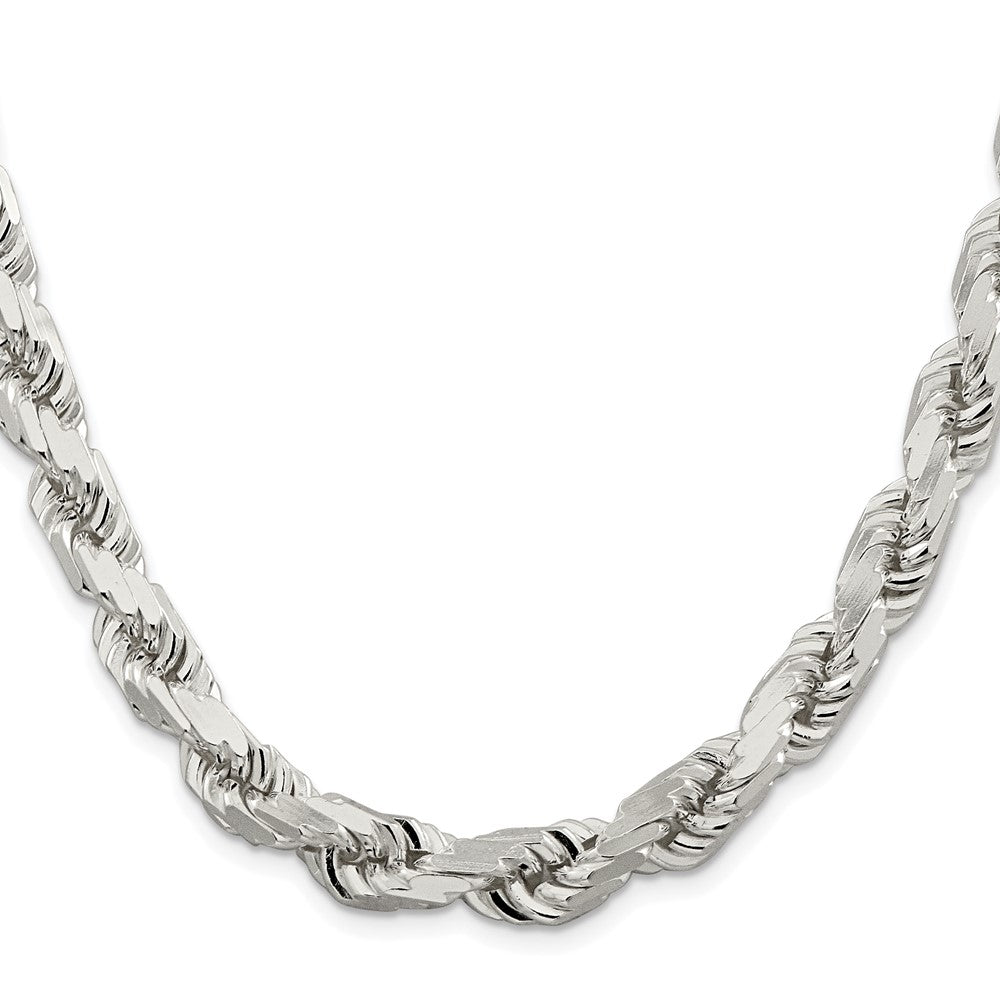Sterling Silver Rhodium-plated 9.0mm Diamond-cut Rope ChainQDC200R