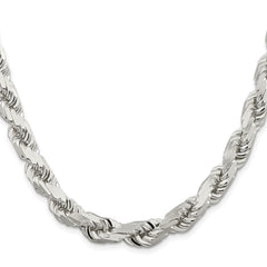 Sterling Silver Rhodium-plated 9.0mm Diamond-cut Rope ChainQDC200R