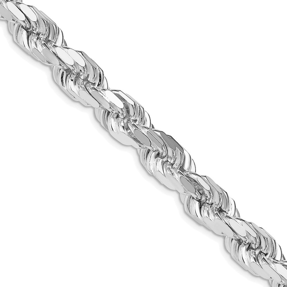 Sterling Silver Rhodium-plated 9.0mm Diamond-cut Rope ChainQDC200R