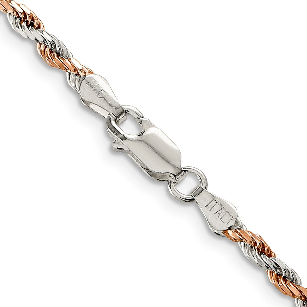 Sterling Silver And Rose Vermeil 2.5mm Diamond-cut Rope ChainQDCR060
