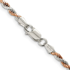 Sterling Silver And Rose Vermeil 2.5mm Diamond-cut Rope ChainQDCR060