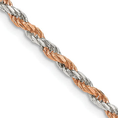 Sterling Silver And Rose Vermeil 2.5mm Diamond-cut Rope ChainQDCR060