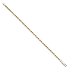 Sterling Silver And Vermeil 2.5mm Diamond-cut Rope Chain QDCY060-8
