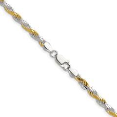 Sterling Silver And Vermeil 3.5mm Diamond-cut Rope ChainQDCY080