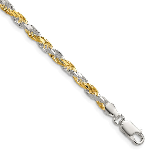 Sterling Silver And Vermeil 3.5mm Diamond-cut Rope ChainQDCY080