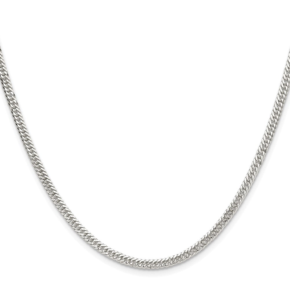 Sterling Silver Rhodium-plated 3.0mm Double Diamond-cut Curb ChainQDD060R