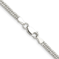 Sterling Silver Rhodium-plated 3.0mm Double Diamond-cut Curb ChainQDD060R