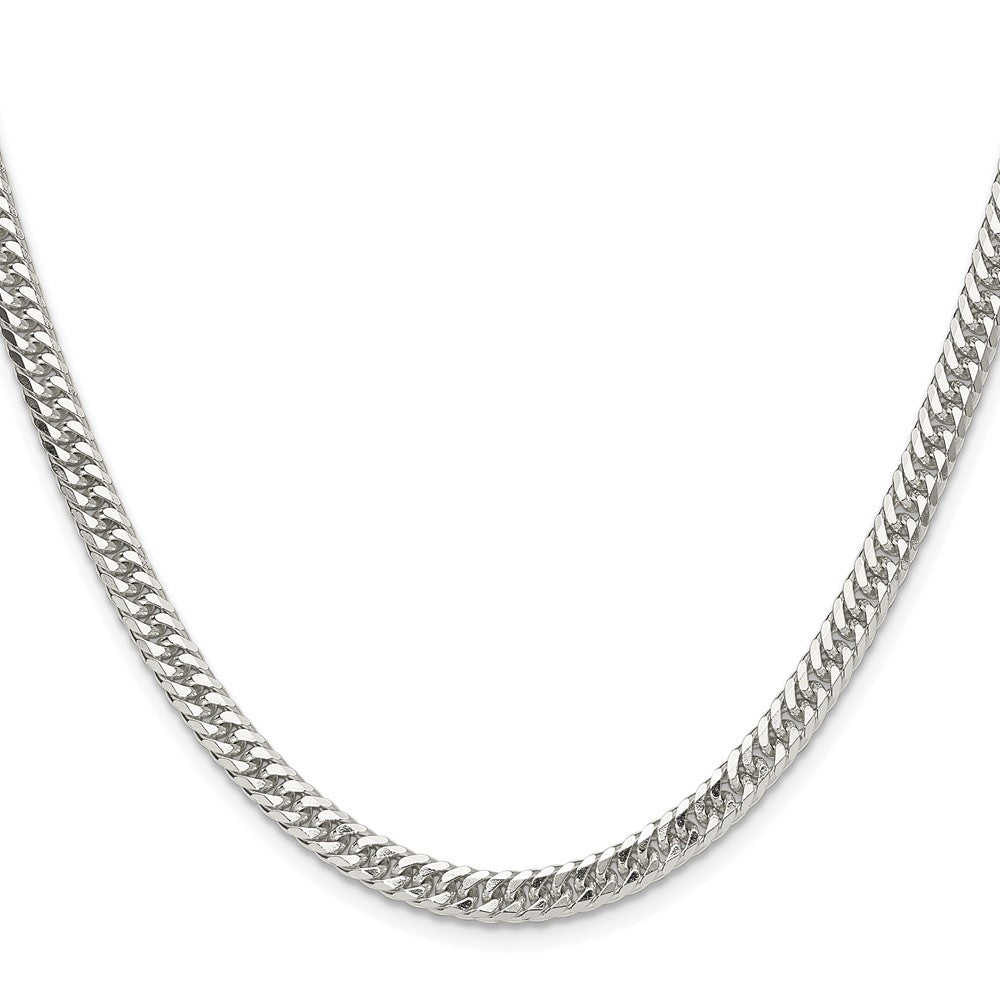 Sterling Silver Rhodium-plated 4.8mm Double Diamond-cut Curb ChainQDD100R