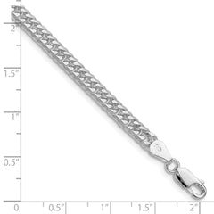 Sterling Silver Rhodium-plated 4.8mm Double Diamond-cut Curb Chain QDD100R-8