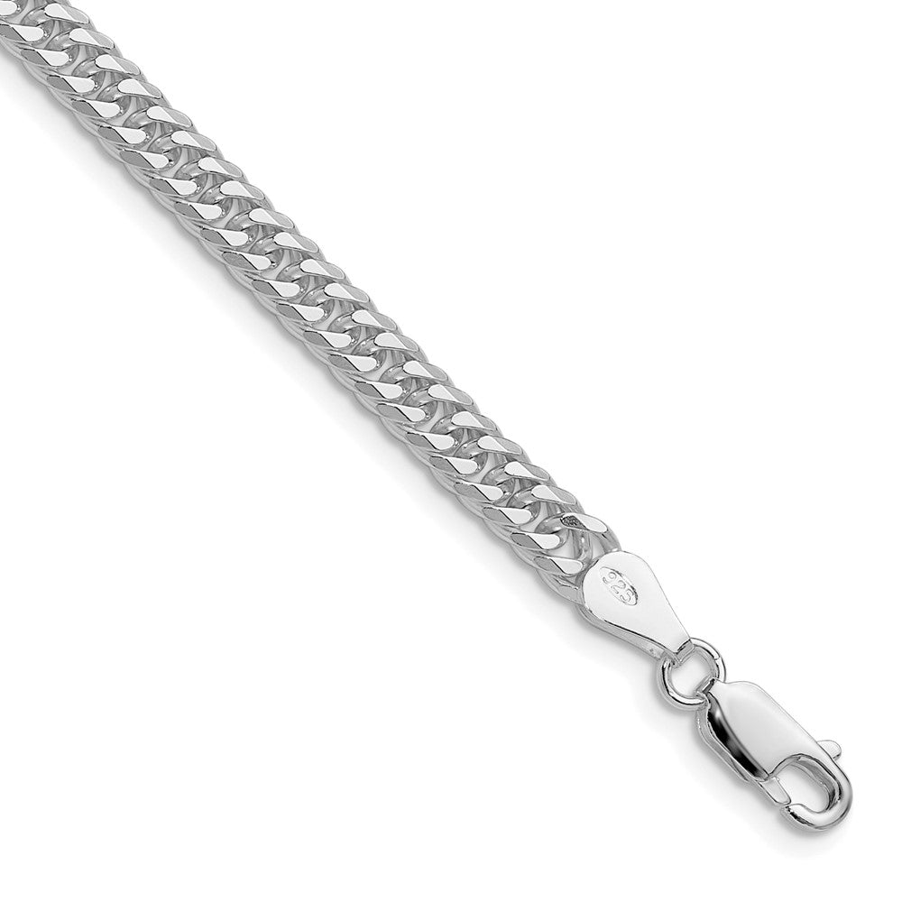 Sterling Silver Rhodium-plated 4.8mm Double Diamond-cut Curb ChainQDD100R