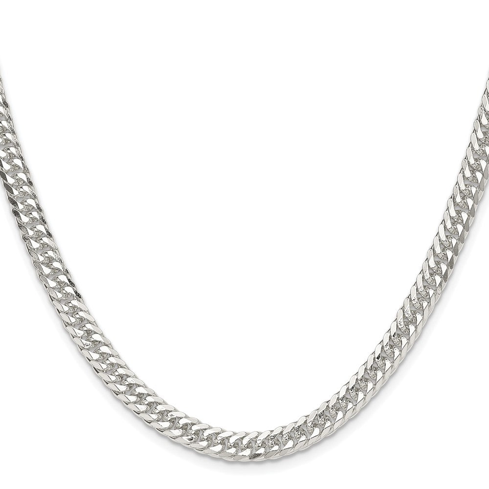 Sterling Silver Rhodium-plated 5.7mm Double Diamond-cut Curb ChainQDD120R