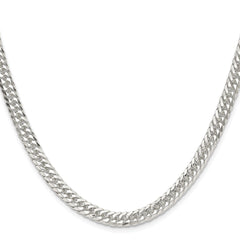 Sterling Silver Rhodium-plated 5.7mm Double Diamond-cut Curb ChainQDD120R