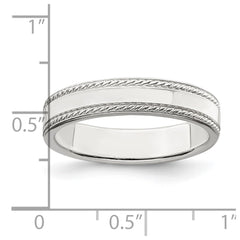 Sterling Silver 4mm Flat with Rope Edge Size 10 Band