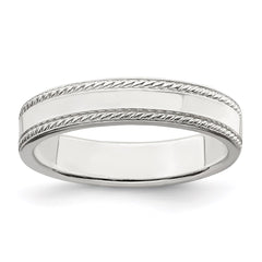 Sterling Silver 4mm Flat with Rope Edge Size 10 Band