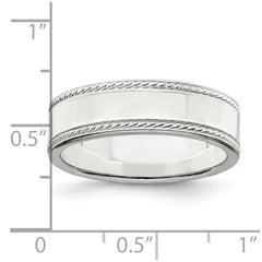 Sterling Silver 6mm Flat with Rope Edge Size 11 Band