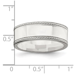 Sterling Silver 7mm Flat with Rope Edge Size 11 Band