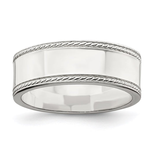 Sterling Silver 7mm Flat with Rope Edge Size 11 Band