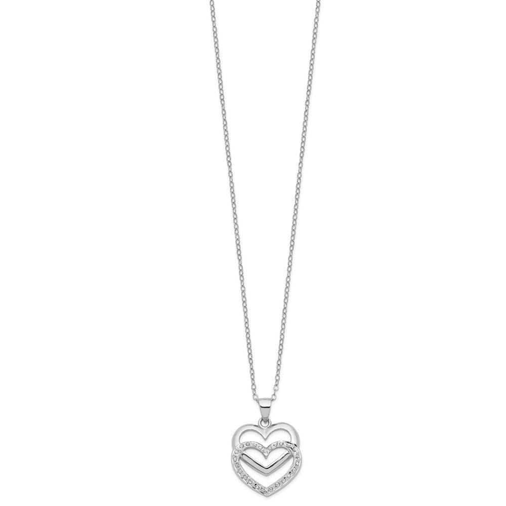 Diamond Fascination Diamond Mystique Sterling Silver Platinum-plated Diamond Double Heart 18 Inch Necklace QDF101