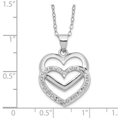 Diamond Fascination Diamond Mystique Sterling Silver Platinum-plated Diamond Double Heart 18 Inch Necklace QDF101