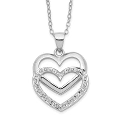 Diamond Fascination Diamond Mystique Sterling Silver Platinum-plated Diamond Double Heart 18 Inch Necklace QDF101